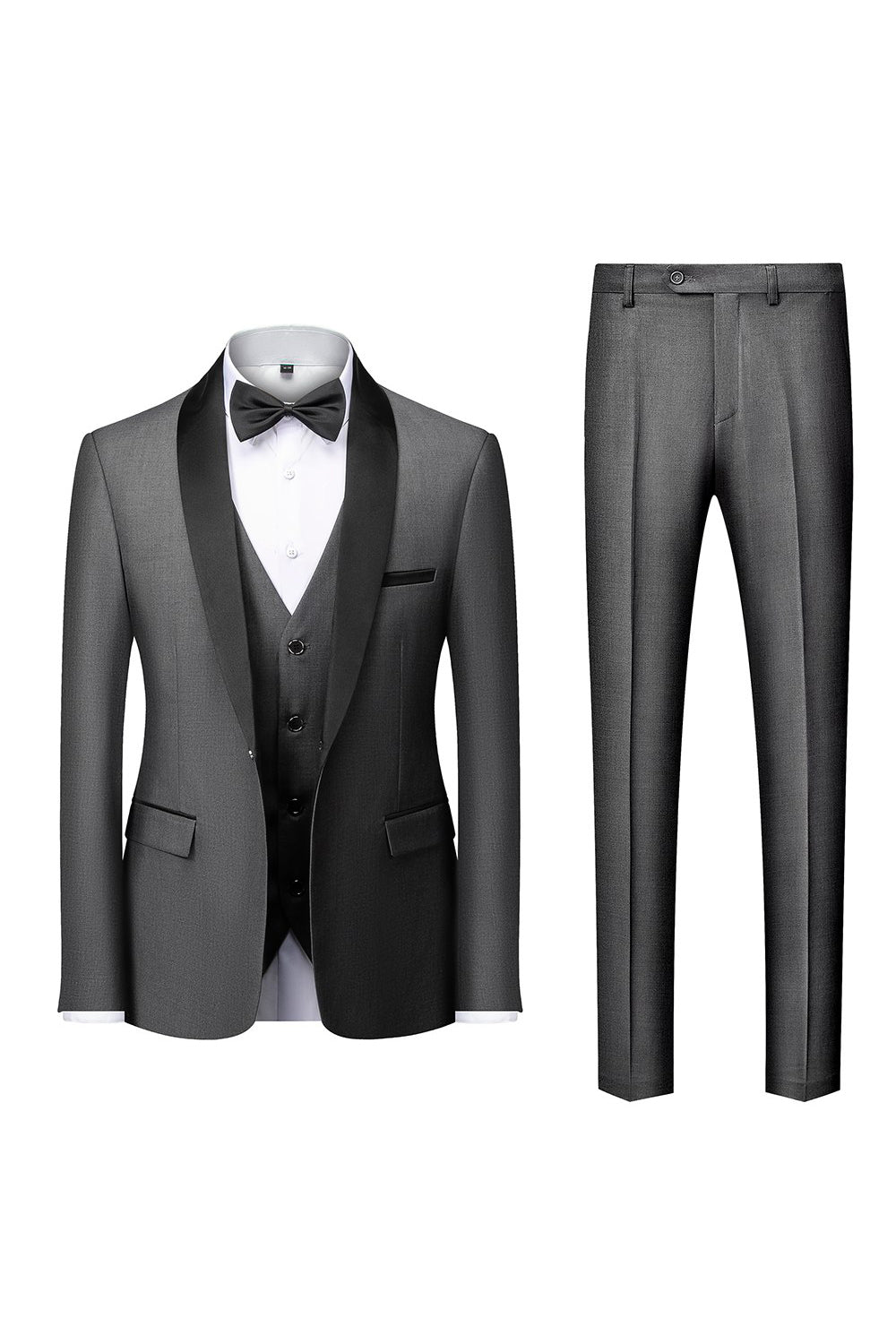 grå sjal lapel menns 3 stk dresser