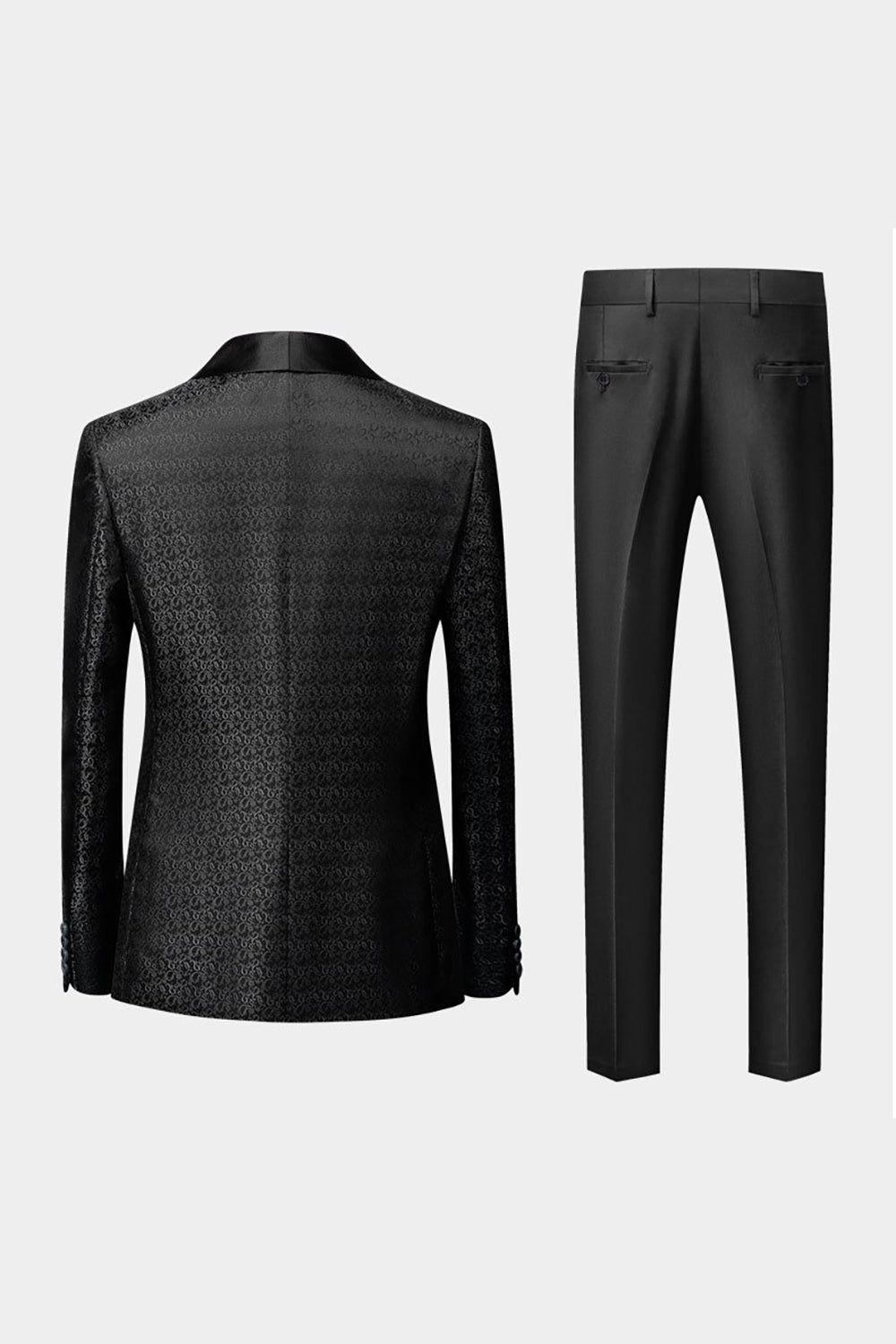 svart sjal lapel jacquard 3 stykker menns dresser