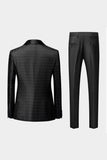 svart sjal lapel jacquard 3 stykker menns dresser