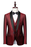 svart sjal lapel jacquard 3 stykker menns dresser
