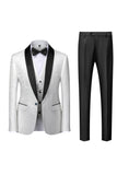 svart sjal lapel jacquard 3 stykker menns dresser