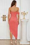 Av skulderen Sunset Bodycon Cocktail kjole med volanger
