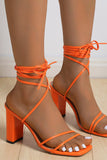 Oransje Strappy Block Heeled Sandal