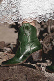 Brown PU Leather Chunky Steels Boho støvler
