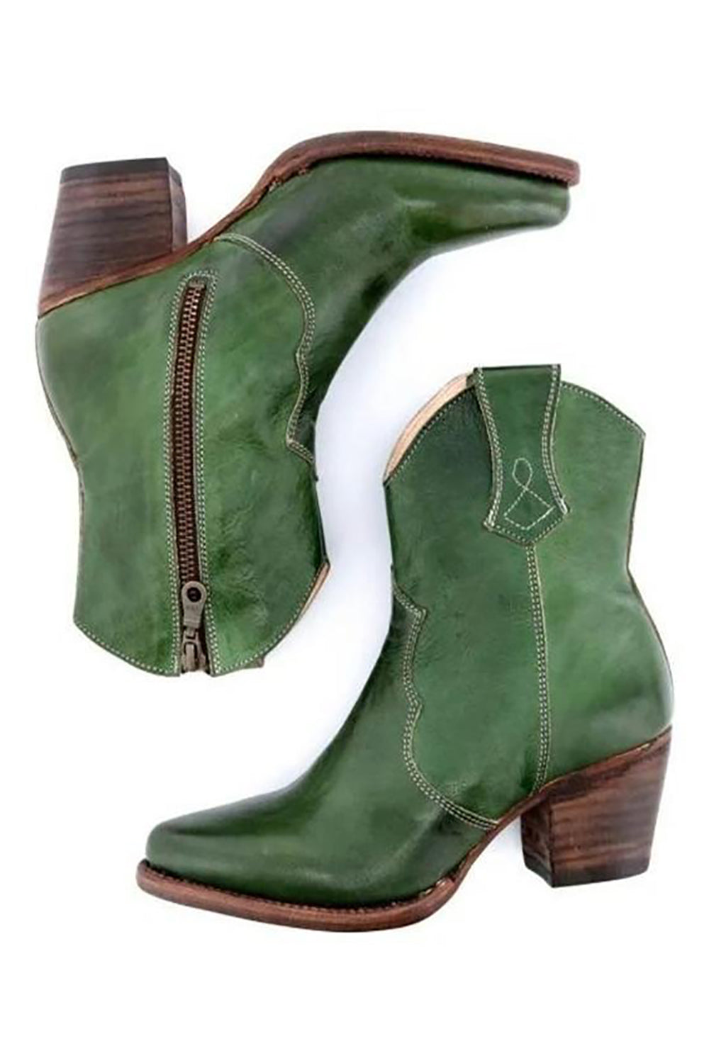 Brown PU Leather Chunky Steels Boho støvler
