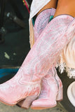 Dusty Rose brodert Mid Calf Cowgirl Boho støvler