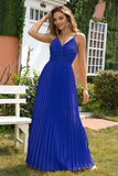 A-Line Spaghetti stropper Royal Blue formell kjole