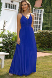A-Line Spaghetti stropper Royal Blue formell kjole
