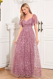 A-Line Dusty Rose Mother Of The Bride Kjole med Appliques