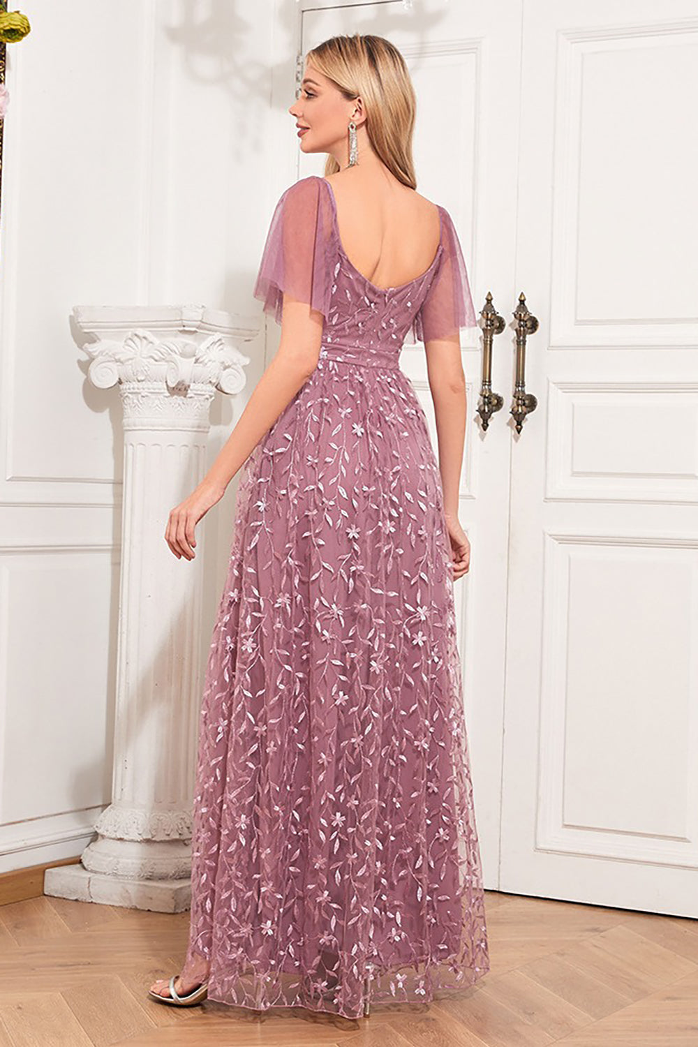 A-Line Dusty Rose Mother Of The Bride Kjole med Appliques