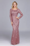 Havfrue Båt Neck Dusty Rose Mor til bruden Kjole med Appliques