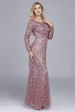 Havfrue Båt Neck Dusty Rose Mor til bruden Kjole med Appliques