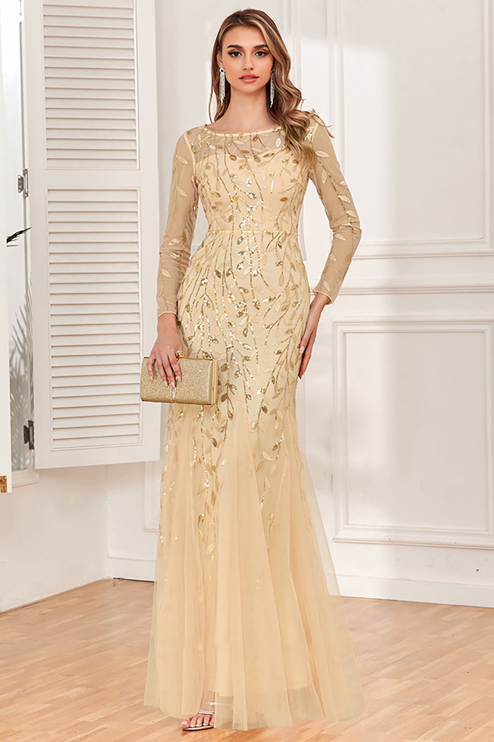 Havfrue Båt Neck Dusty Rose Mor til bruden Kjole med Appliques