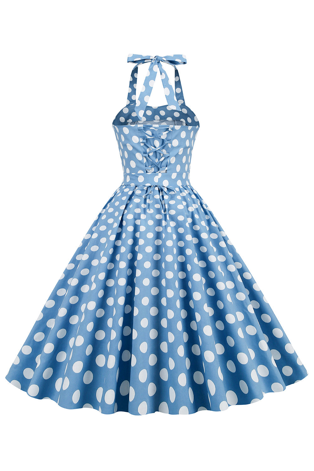 Halter Blå Polka Prikker 1950-tallet Kjole