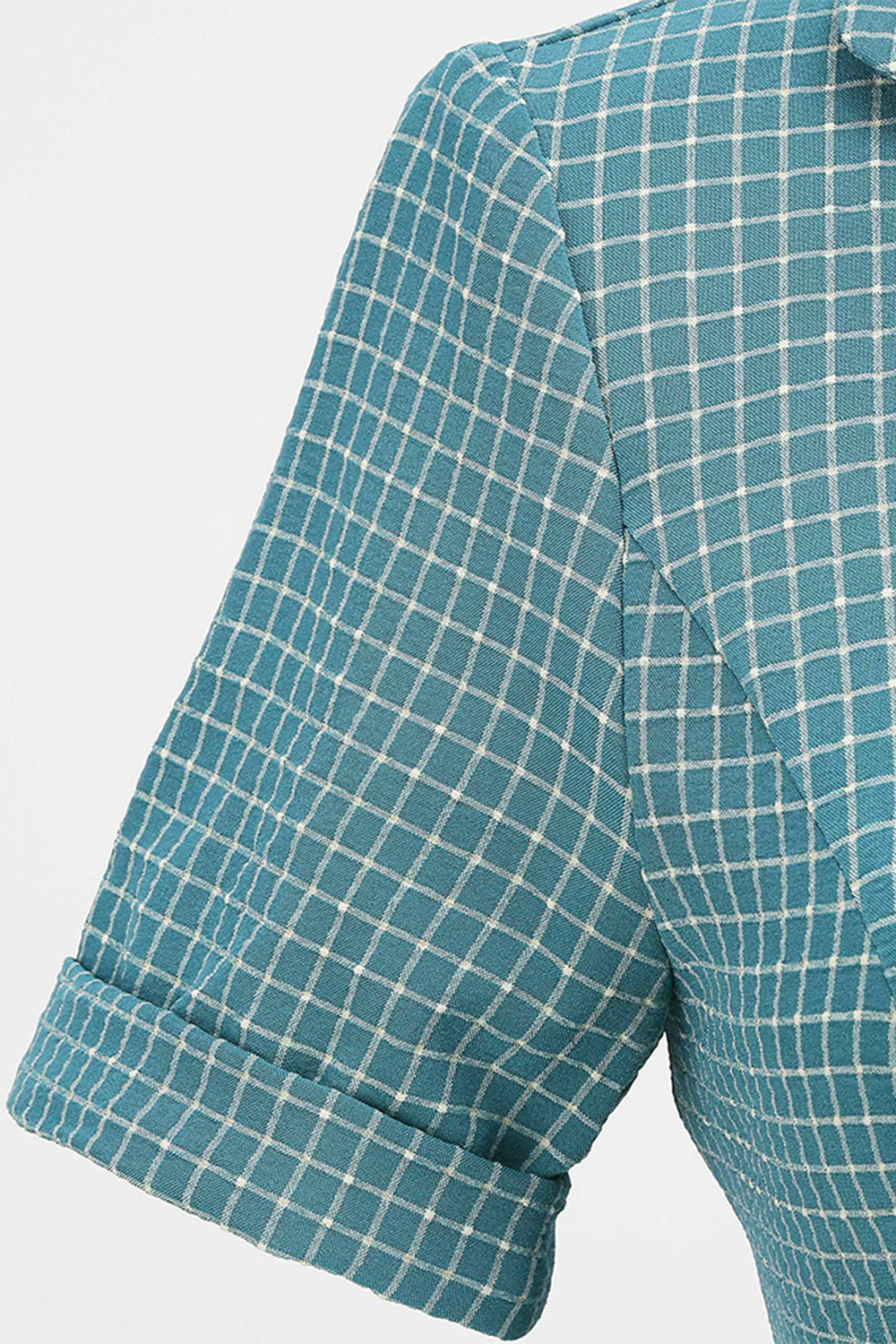 vintage v nakke blå rutete 1950-tallet kjole