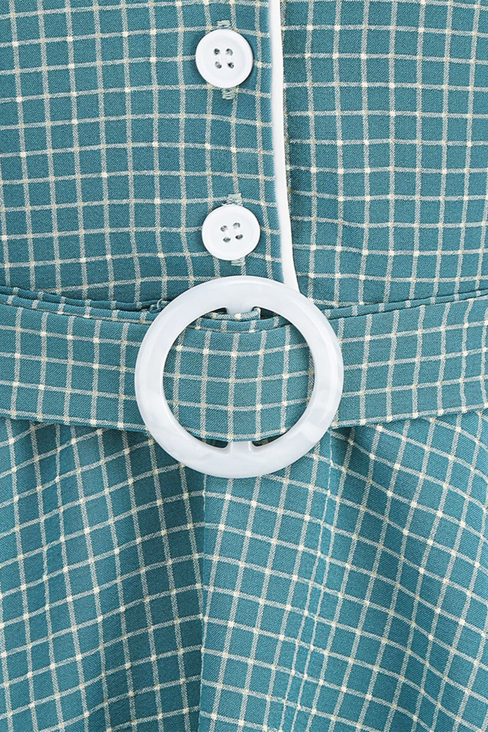 vintage v nakke blå rutete 1950-tallet kjole