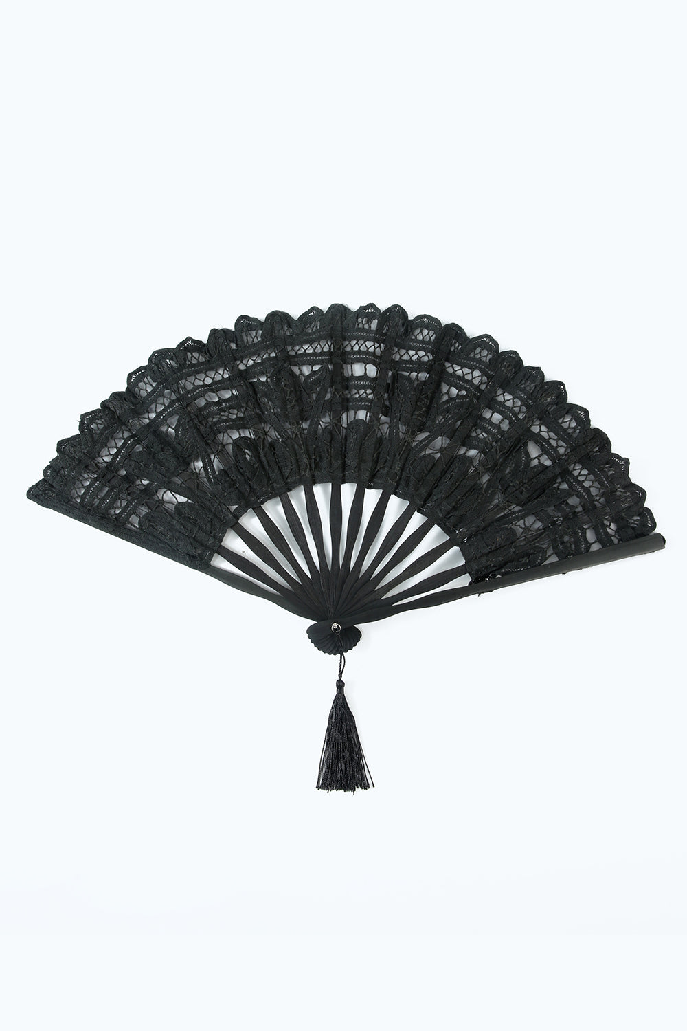 Svart fan fra 1920-tallet med frynser