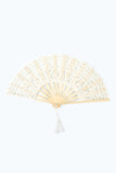 Elfenben 1920-tallet hul blonder fan med frynser