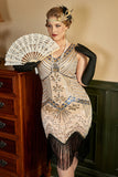 Elfenben 1920-tallet hul blonder fan med frynser