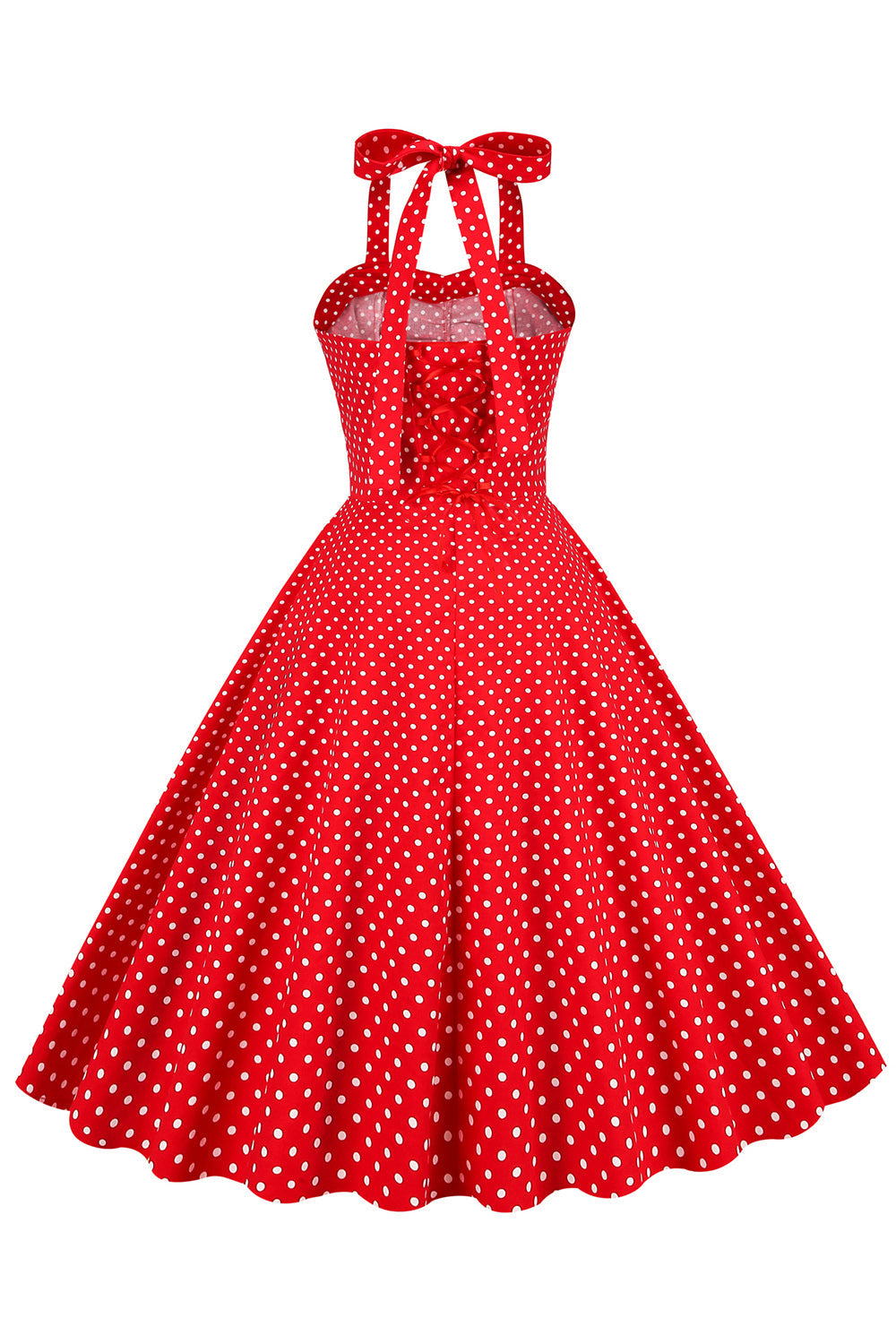 retro stil grime rød polka prikker 1950-tallet kjole