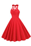 retro stil grime rød polka prikker 1950-tallet kjole