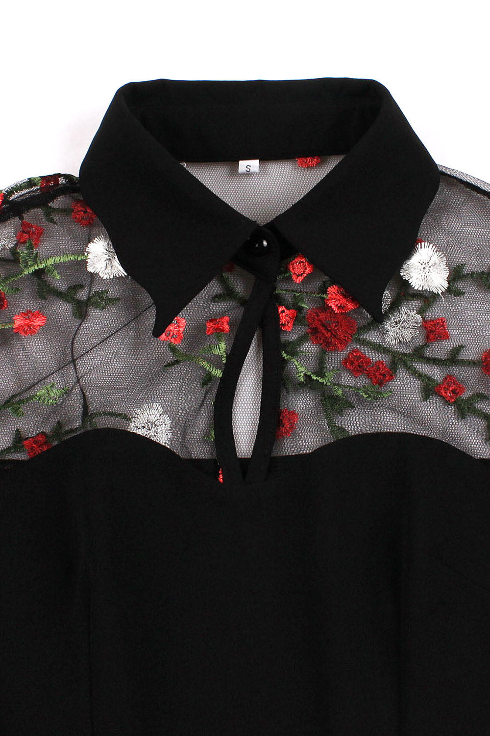 svart lange ermer halloween kjole med broderi