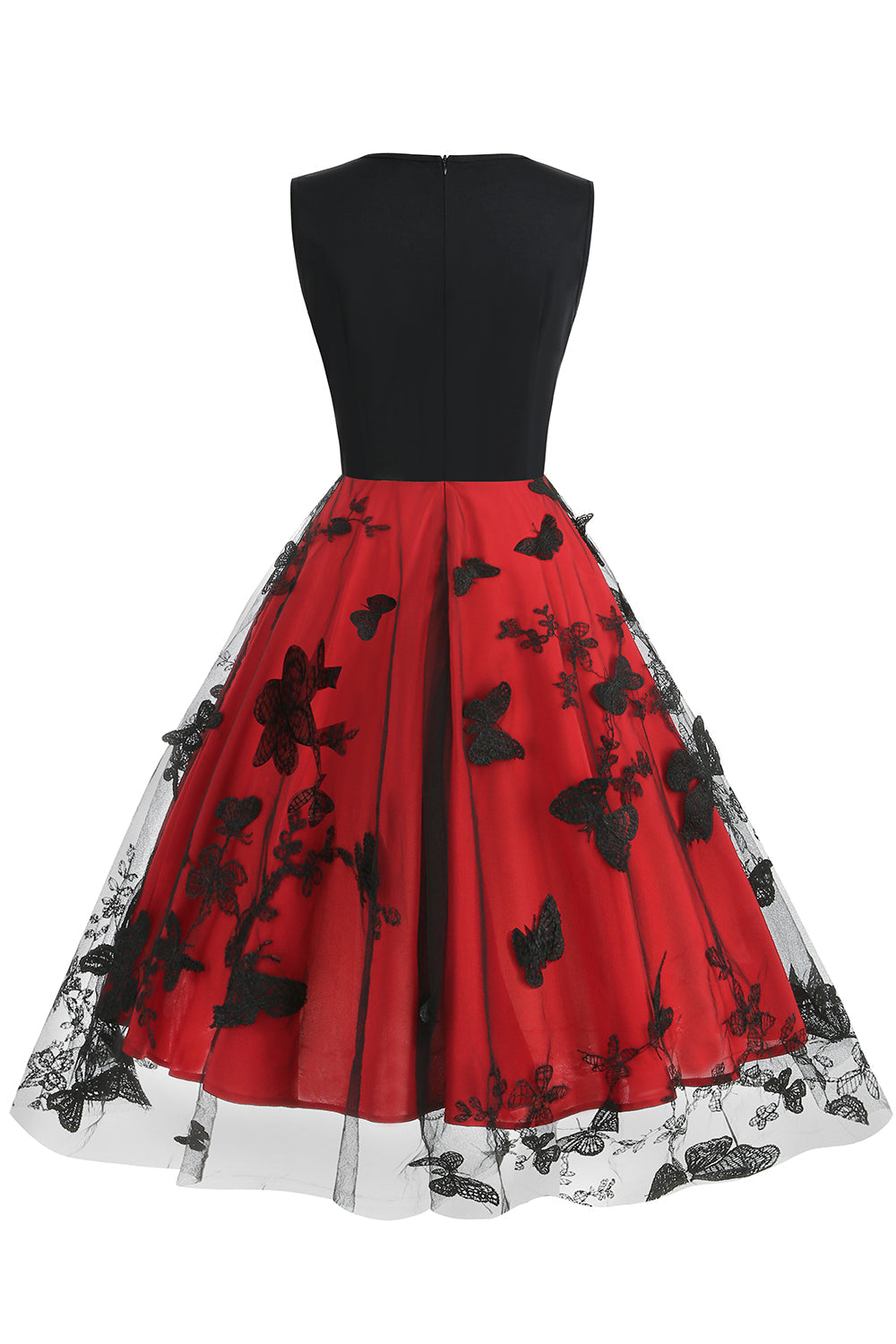 Svart Vintage 1950-tallskjole med broderi