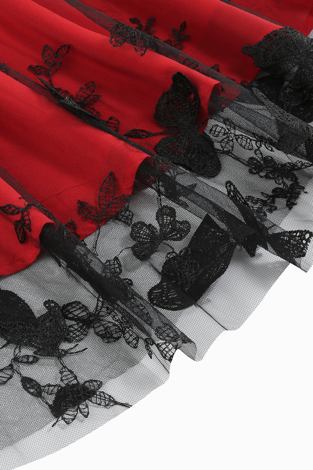 Svart Vintage 1950-tallskjole med broderi