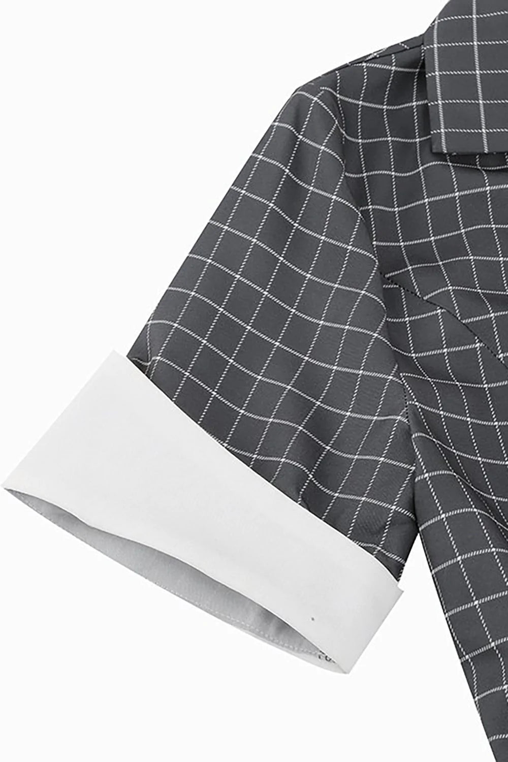 Grå rutete jakkeslag hals vintage kjole