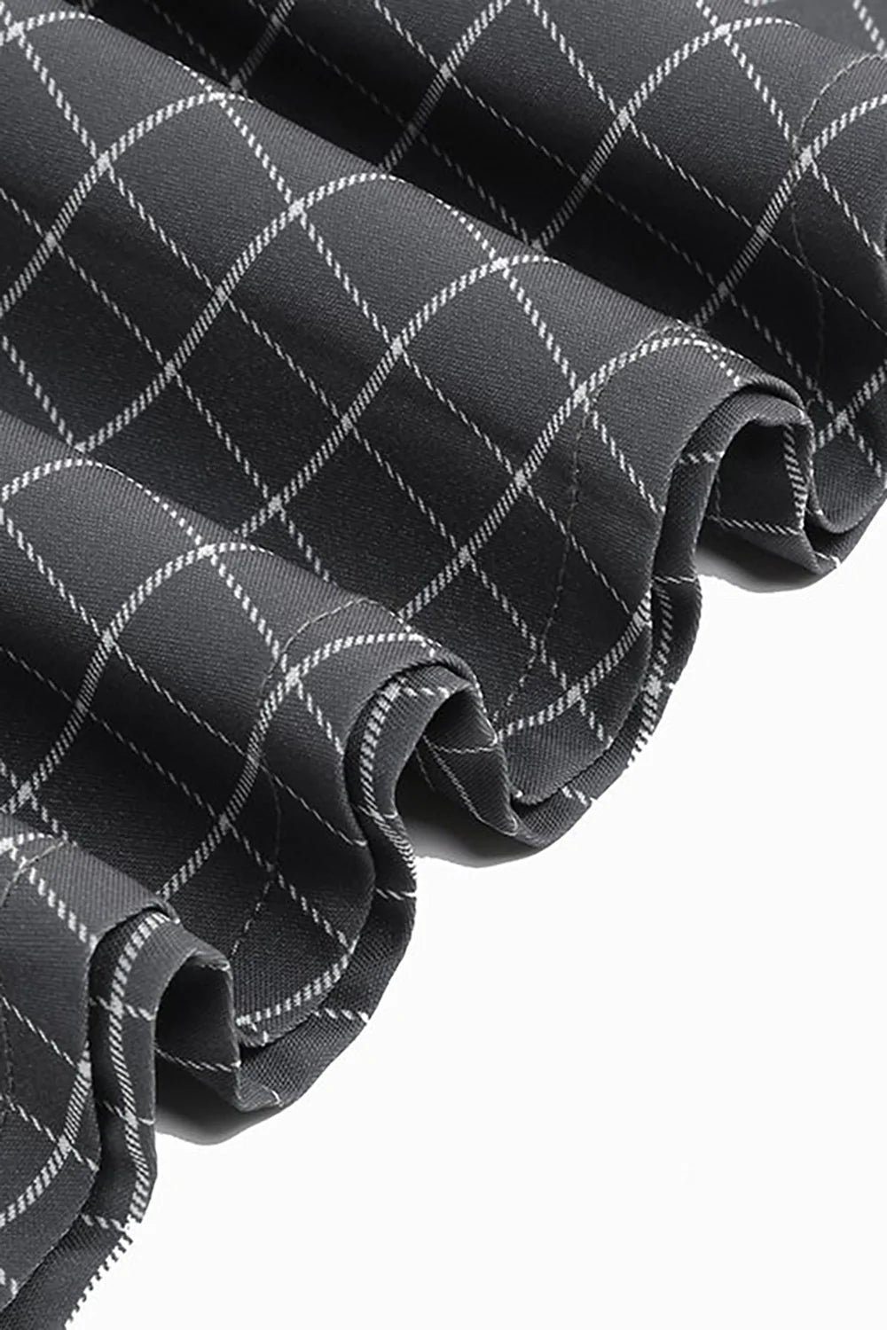 Grå rutete jakkeslag hals vintage kjole