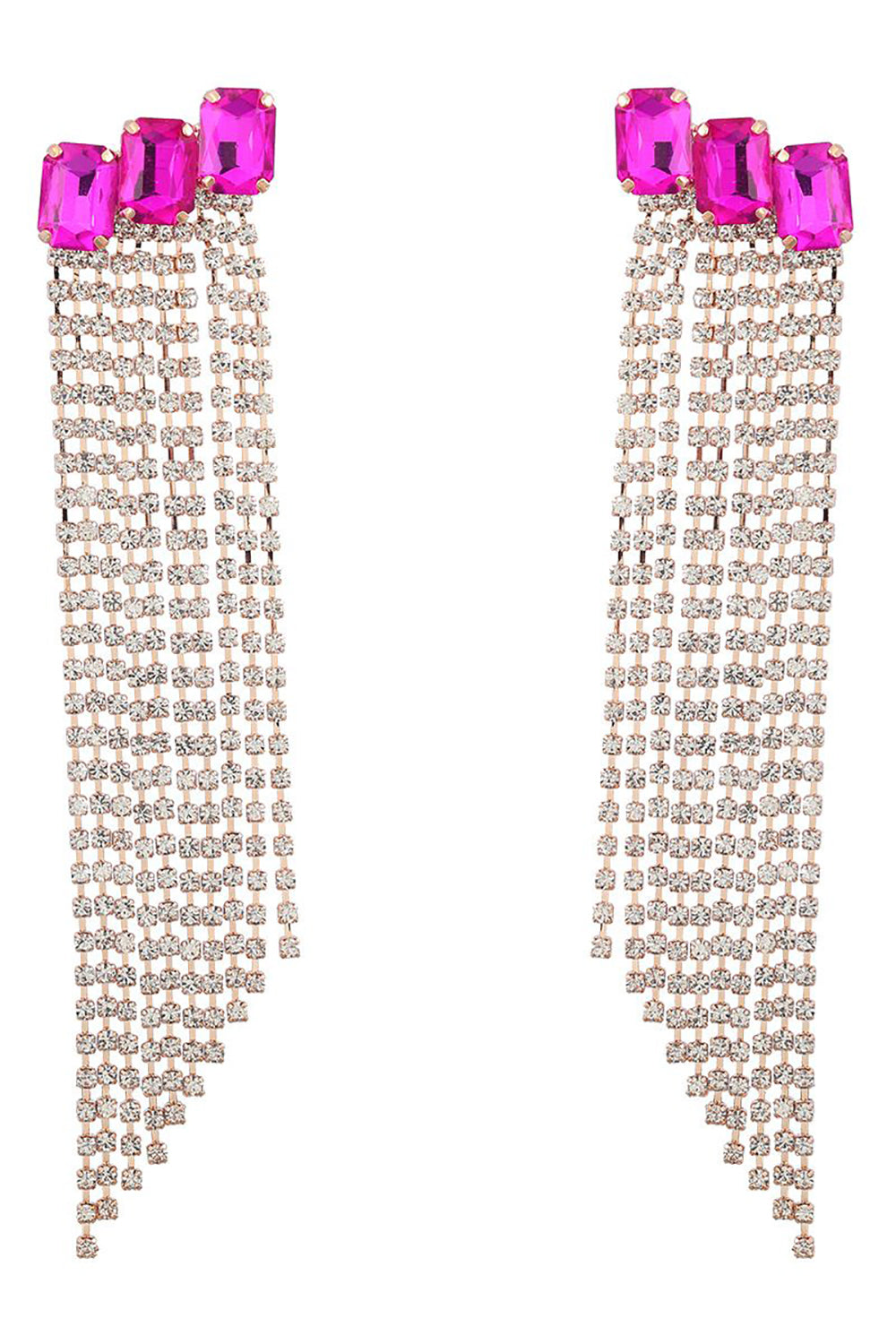 Fuchsia Beaded Rhinestone Party øredobber