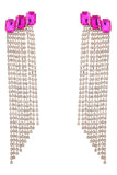 Fuchsia Beaded Rhinestone Party øredobber