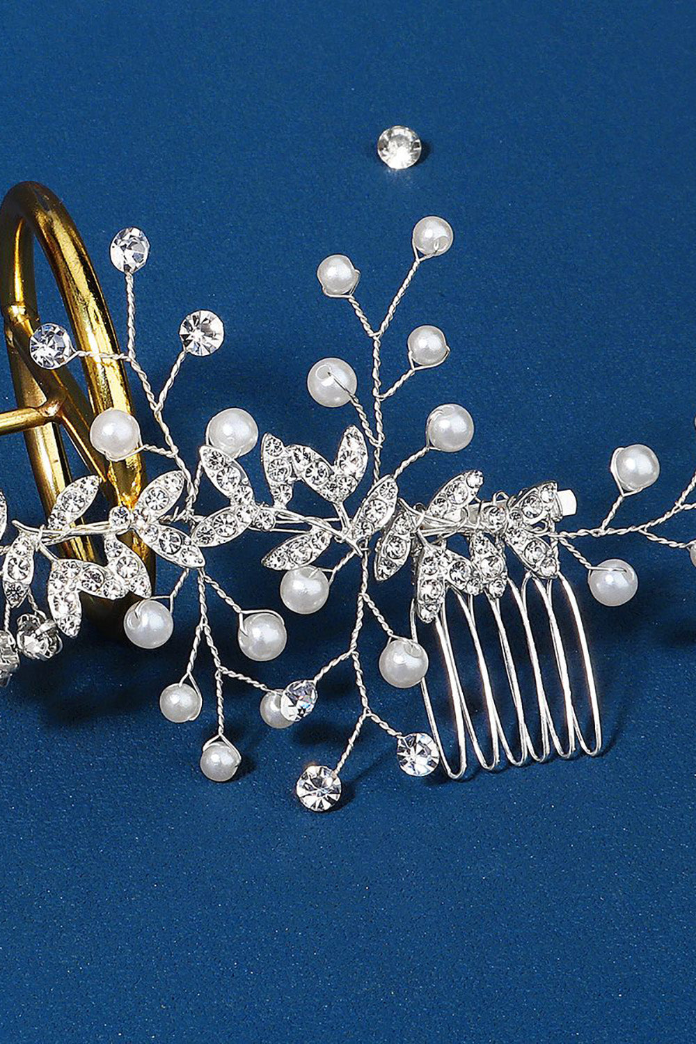 Håndlaget Rhinestone Pearls Bridal Hair Tilbehør