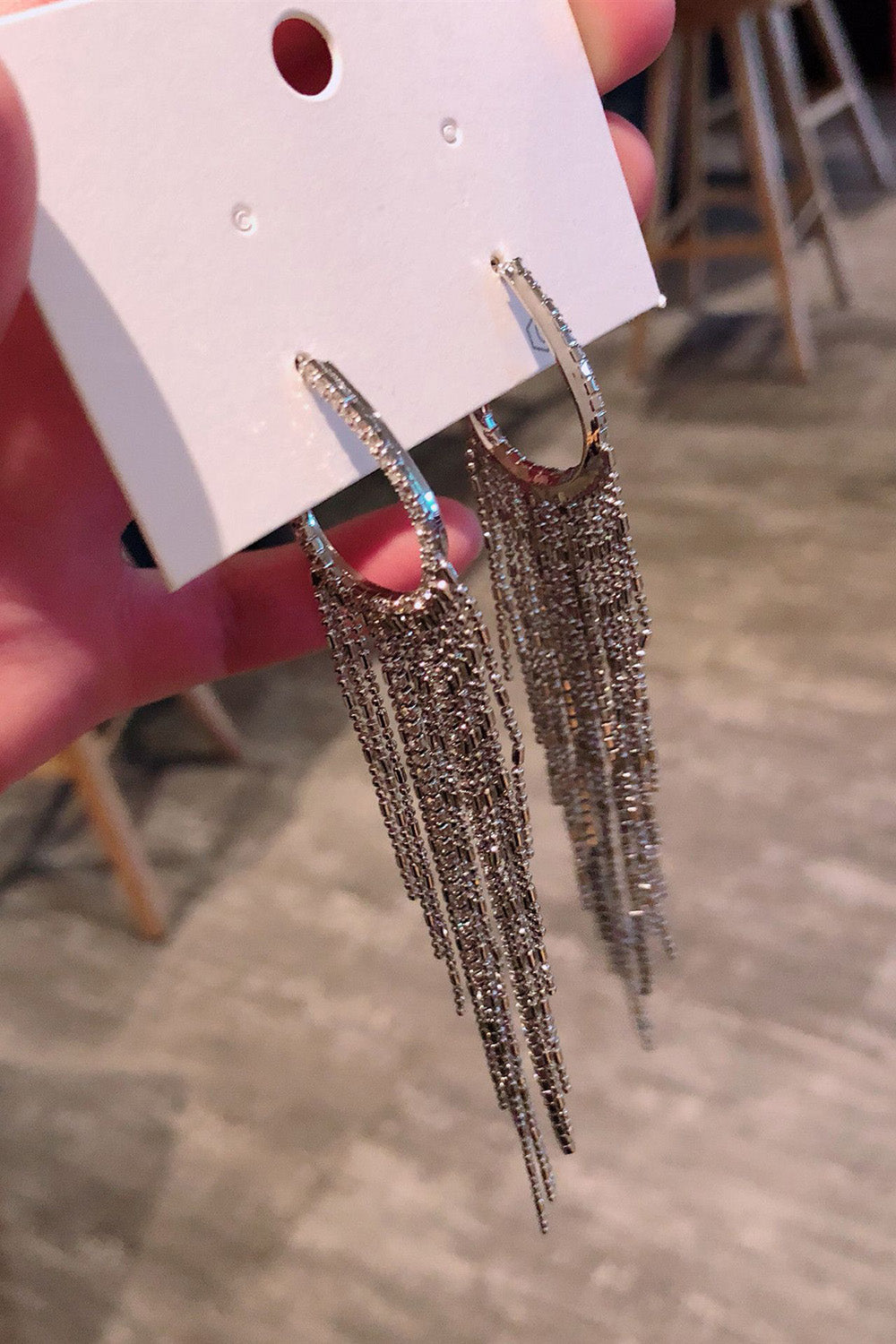 Rhinestone dusk lange øredobber
