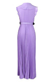 Plus Size Lilla plissert Long Wedding Guest Dress