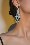 Grønne Rhinestones lange øredobber
