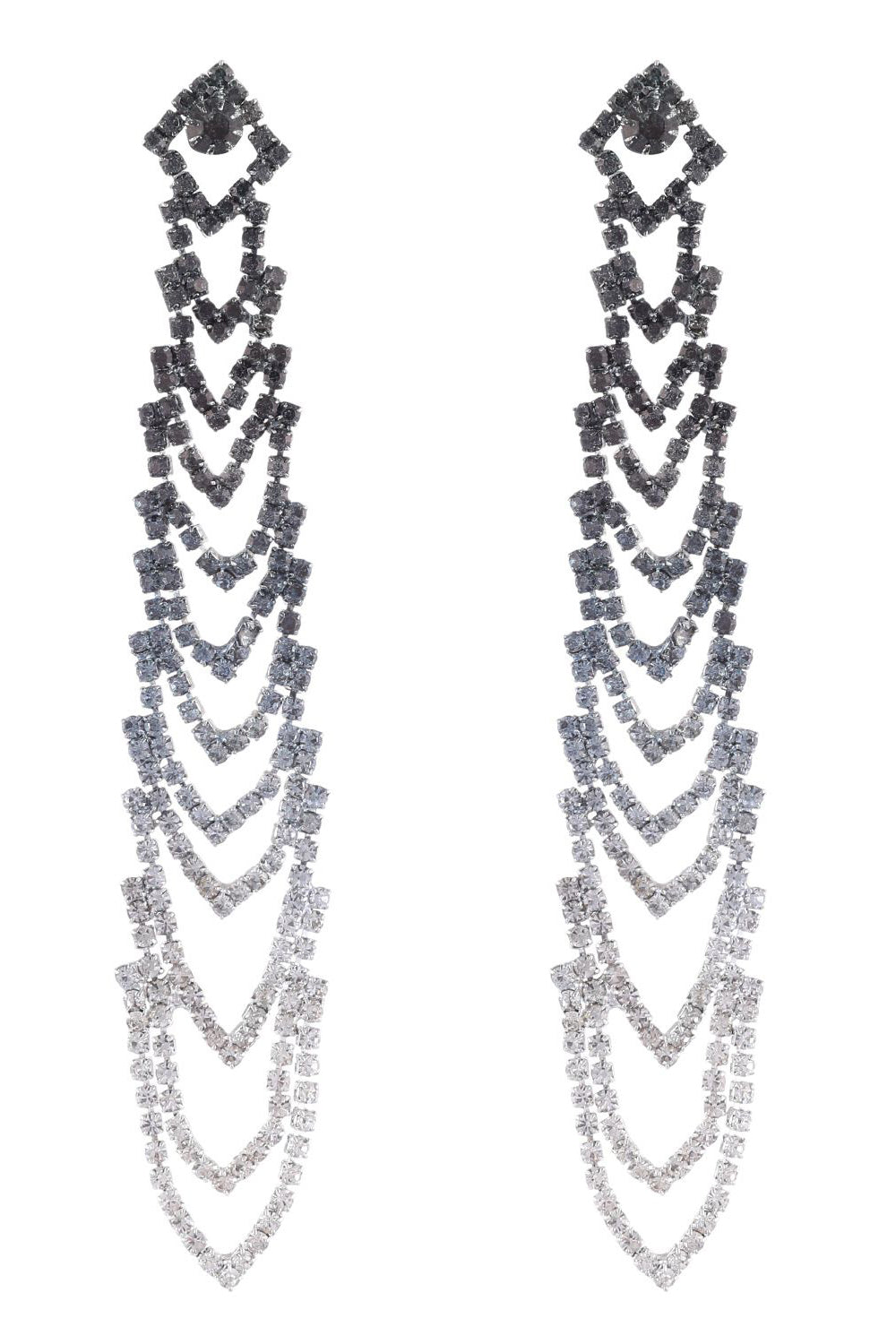 Grå Rhinestones Tassel Long øredobber