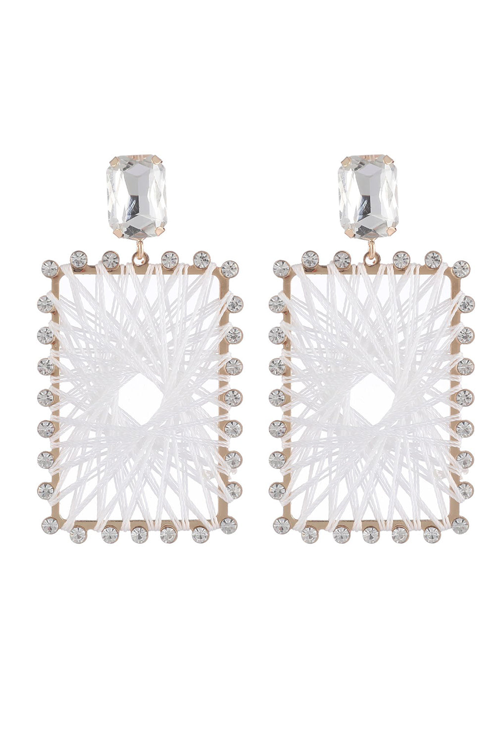 Rhinestones Square flettet øredobber