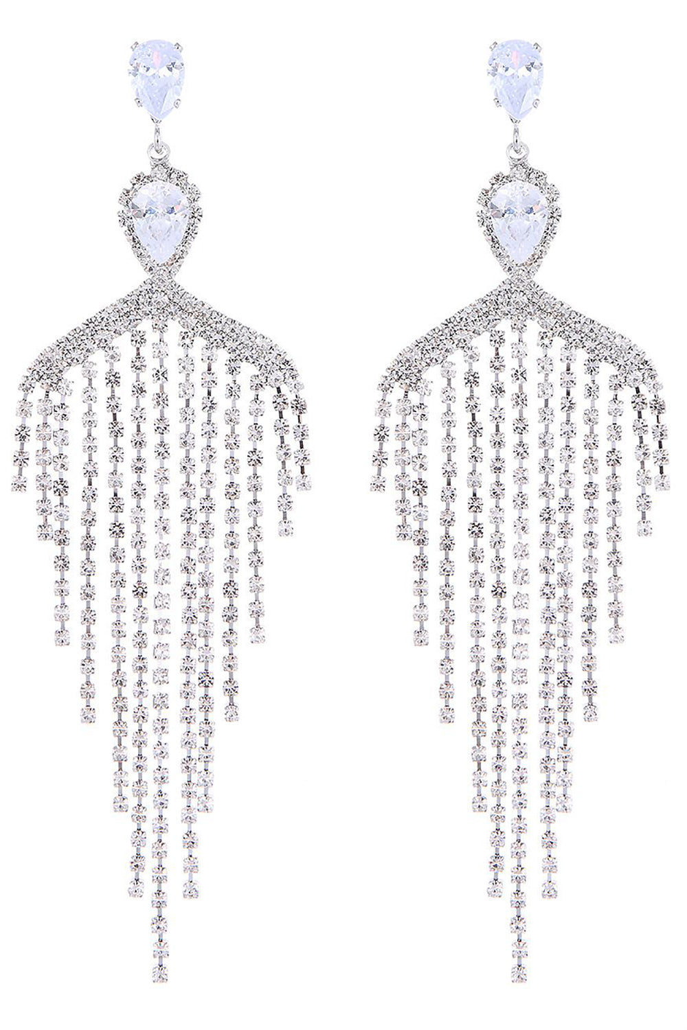 Sølv Zircon Tassel Rhinestones øredobber