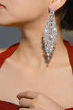 Skinnende sølv Long Rhinestones øredobber