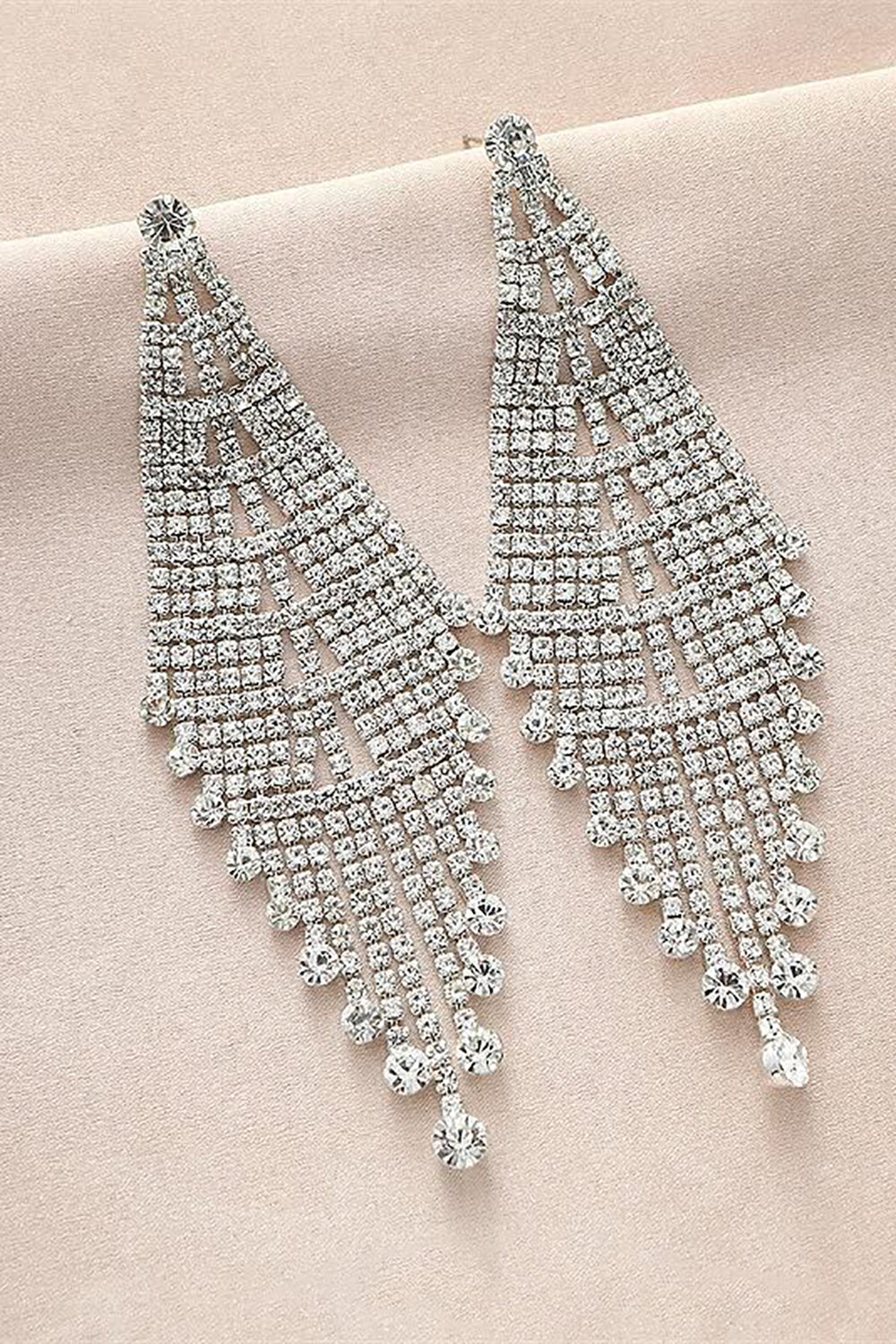 Skinnende sølv Long Rhinestones øredobber