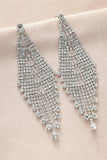 Skinnende sølv Long Rhinestones øredobber