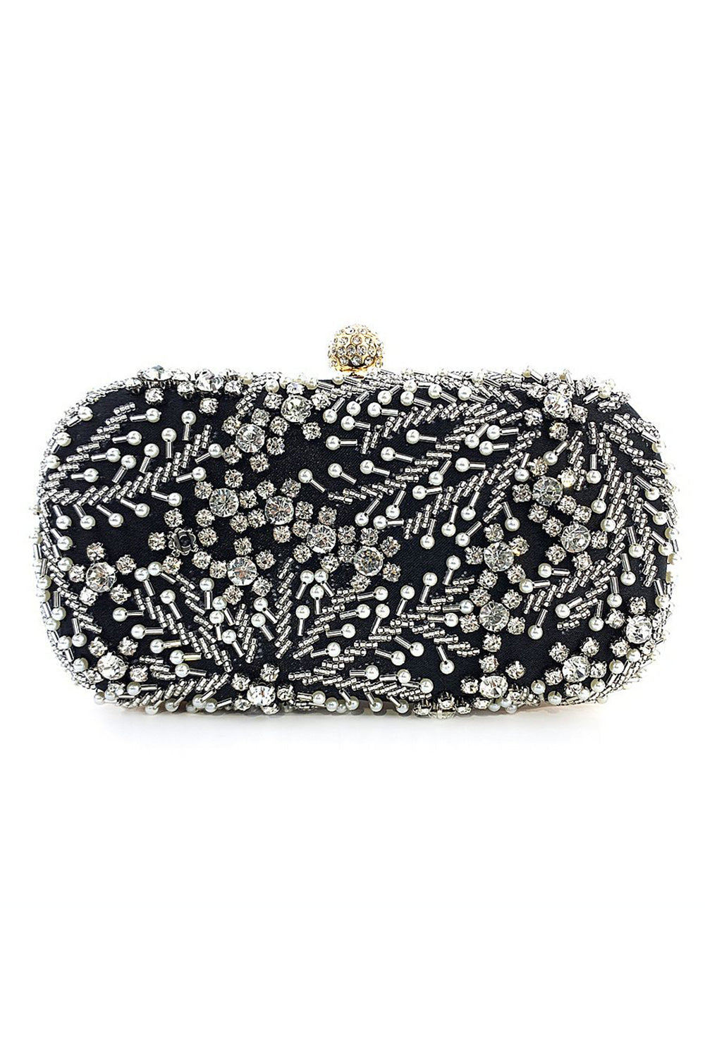 Svart Beaded Evening Clutch Bag