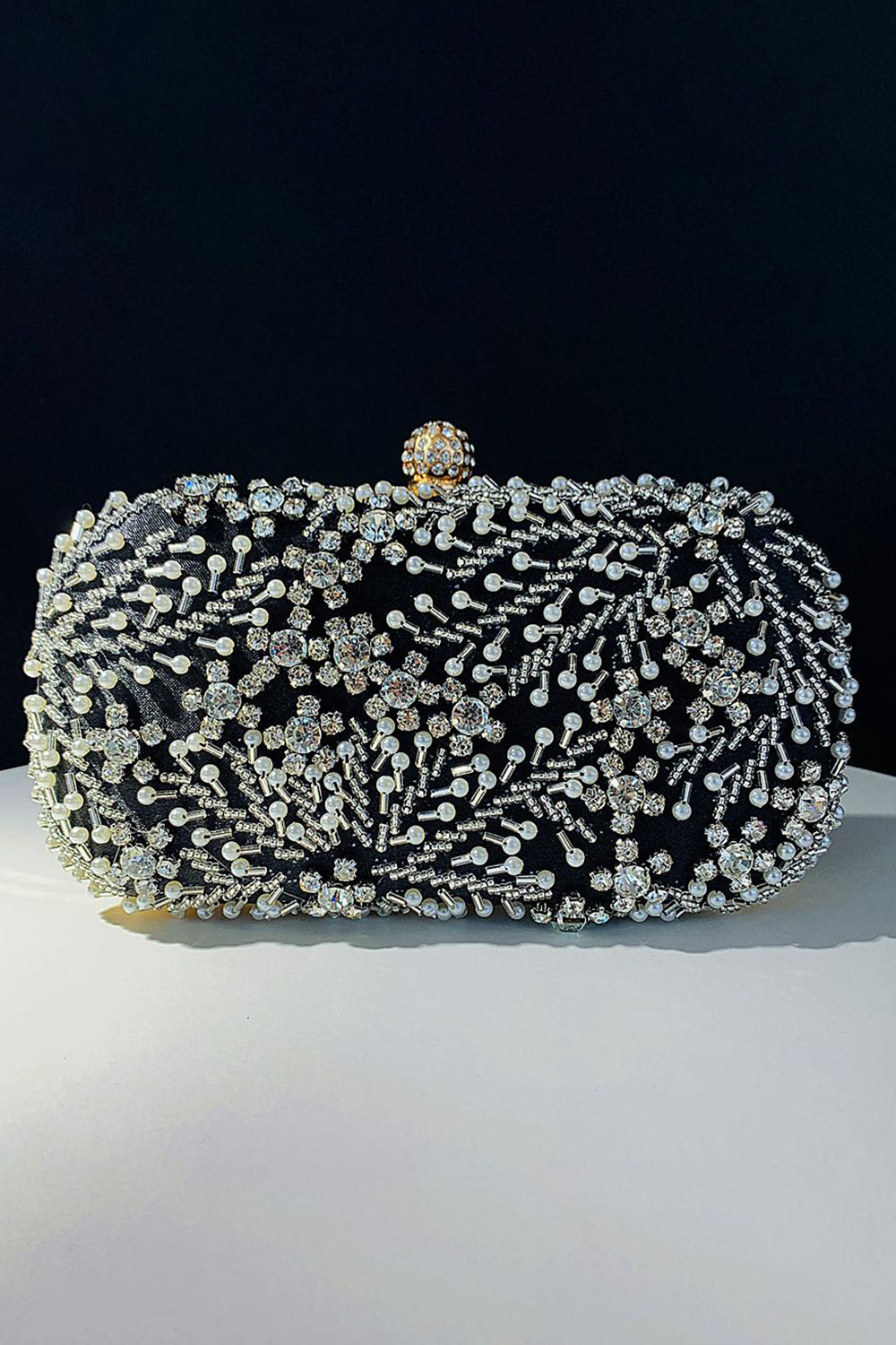 Svart Beaded Evening Clutch Bag