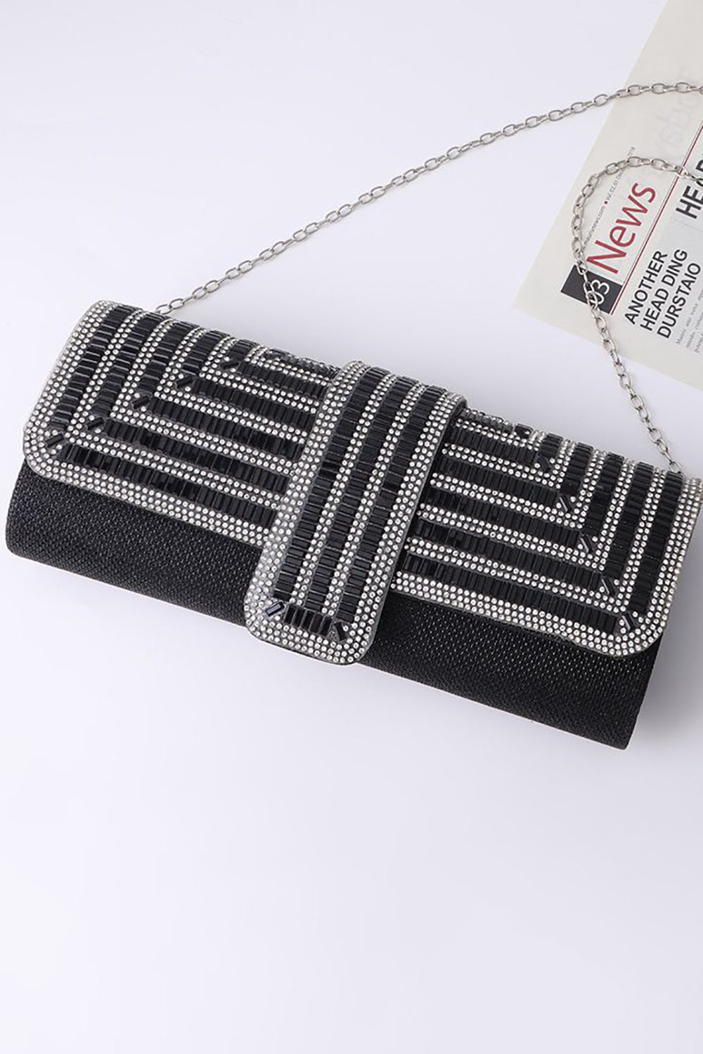 Sparkly Black Rhinestone kveldsfest veske
