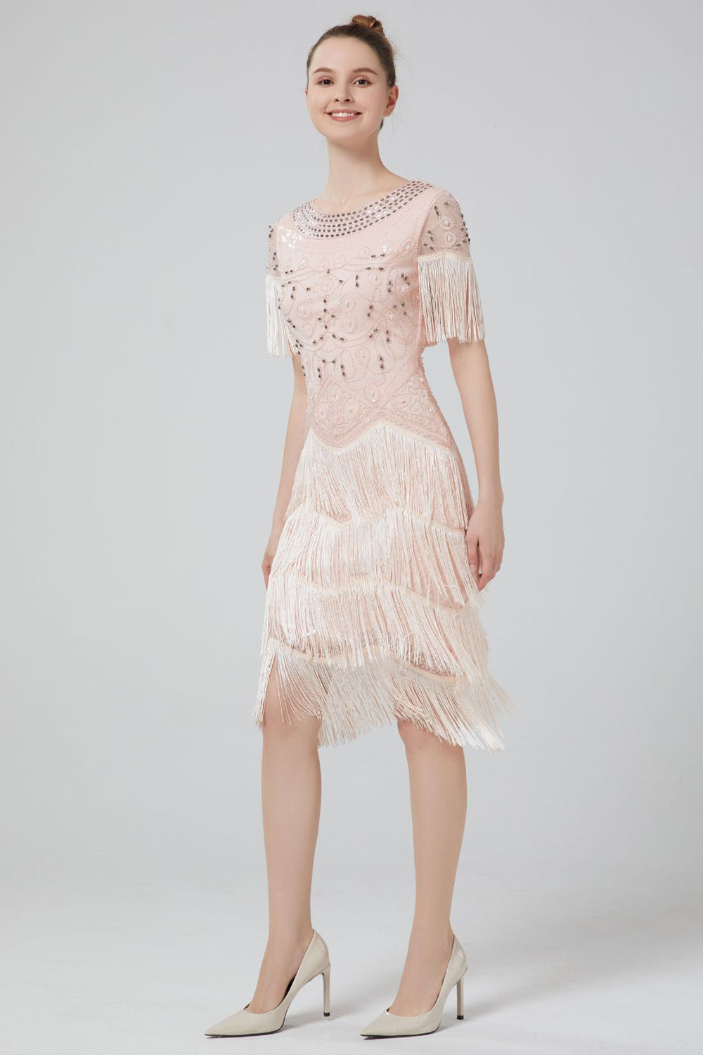 Blush Sequins 1920-talls kjole med frynser