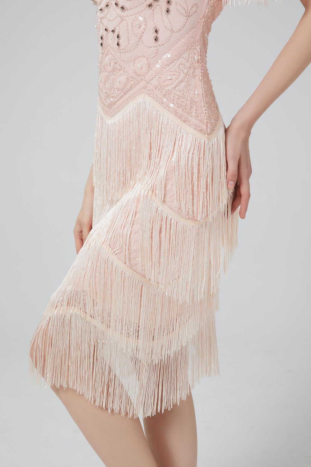 Blush Sequins 1920-talls kjole med frynser