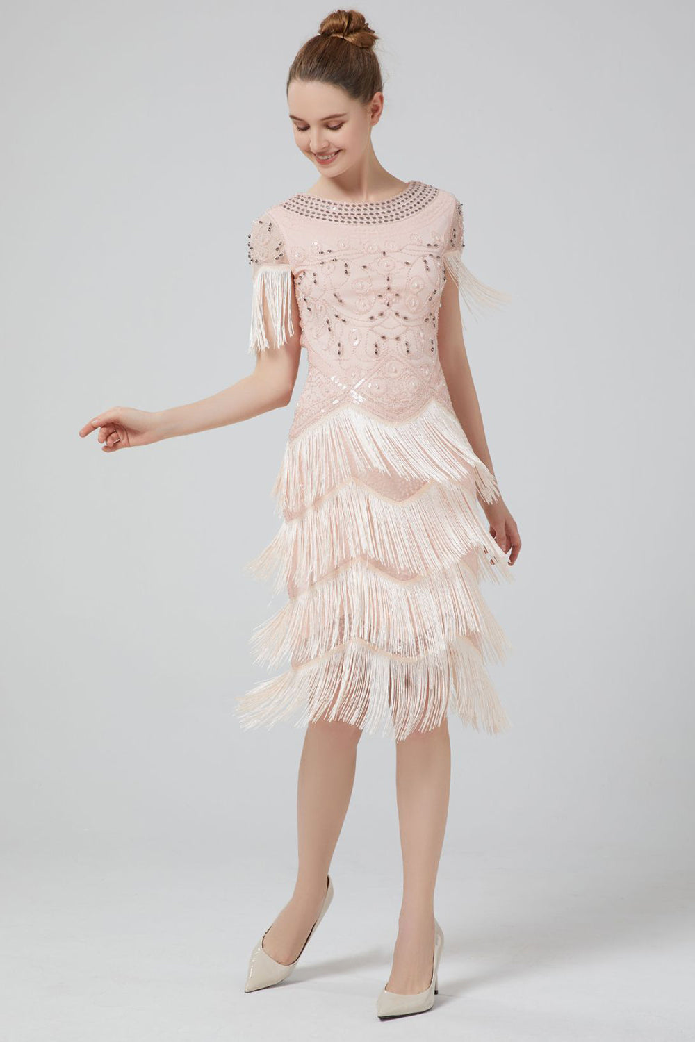 Blush Sequins 1920-talls kjole med frynser