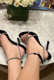 Rhinestone Cross Strap Sexy Stiletto høye hæler