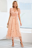 A-Line Blush Casual kjole med korte ermer